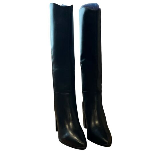 Revolve Franco Sarto Ticada Western Black Leather Knee-High Boots Size 11 - Picture 5 of 15